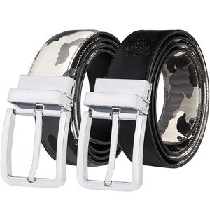 🖤🖤🖤3 for 12$🖤🖤🖤Reversible Black and Camouflage Belt with Silver Buckle-XL